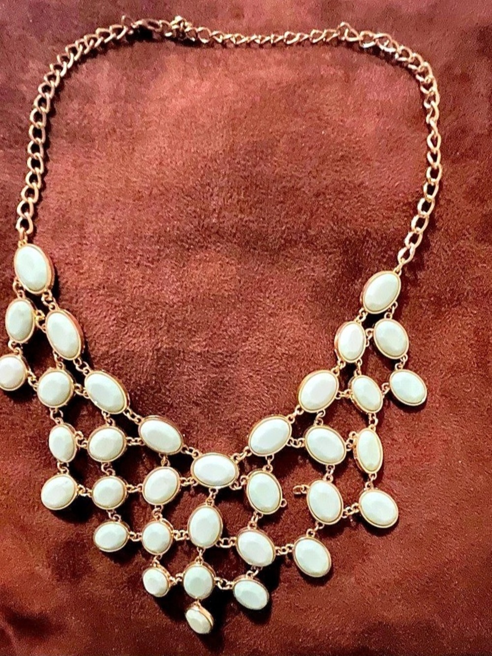 Statement White Stone Gold-Tone Necklace Like New